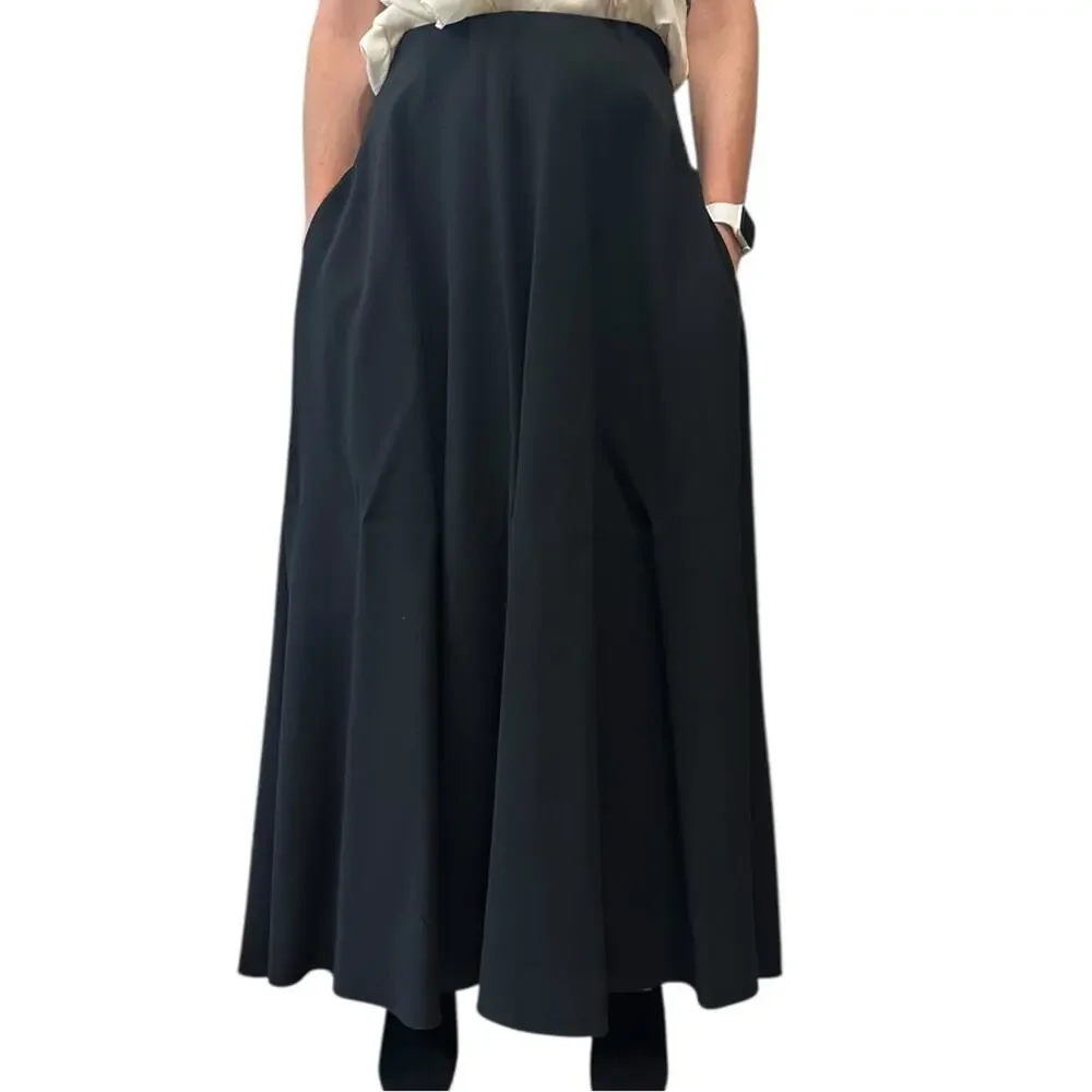 The Row Mara Stretch Crepe Skirt Black size US 2 Viscose blend Pockets Authentic